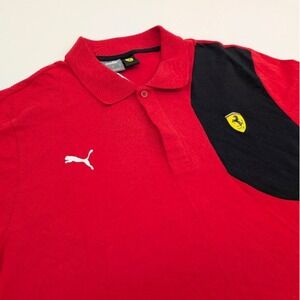 Puma Scuderia Ferrari Classic Fanwear Polo Shirt Mens XL Red Black Casual Racing